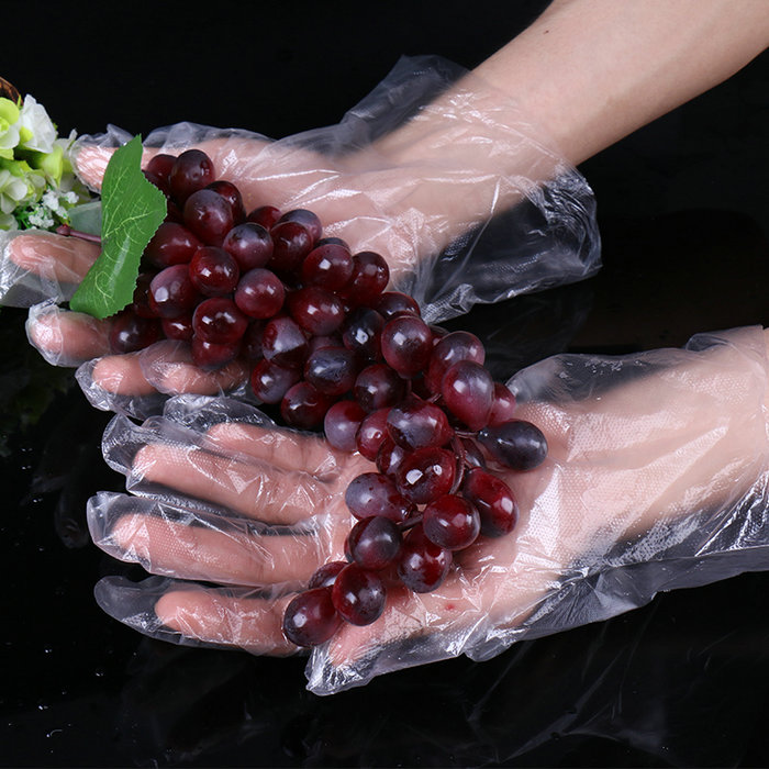 Bezpečné pro potraviny průhledné PE jednorázové rukavice, dámská velikost