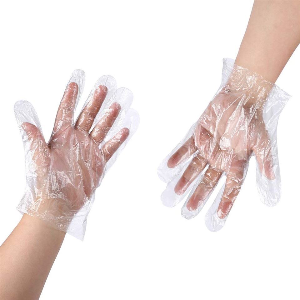 Transparentní jednorázové PE poly deli rukavice
